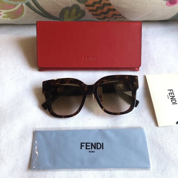 NEW Fendi F is FENDI Havana Cat Eye Square Sunglasses